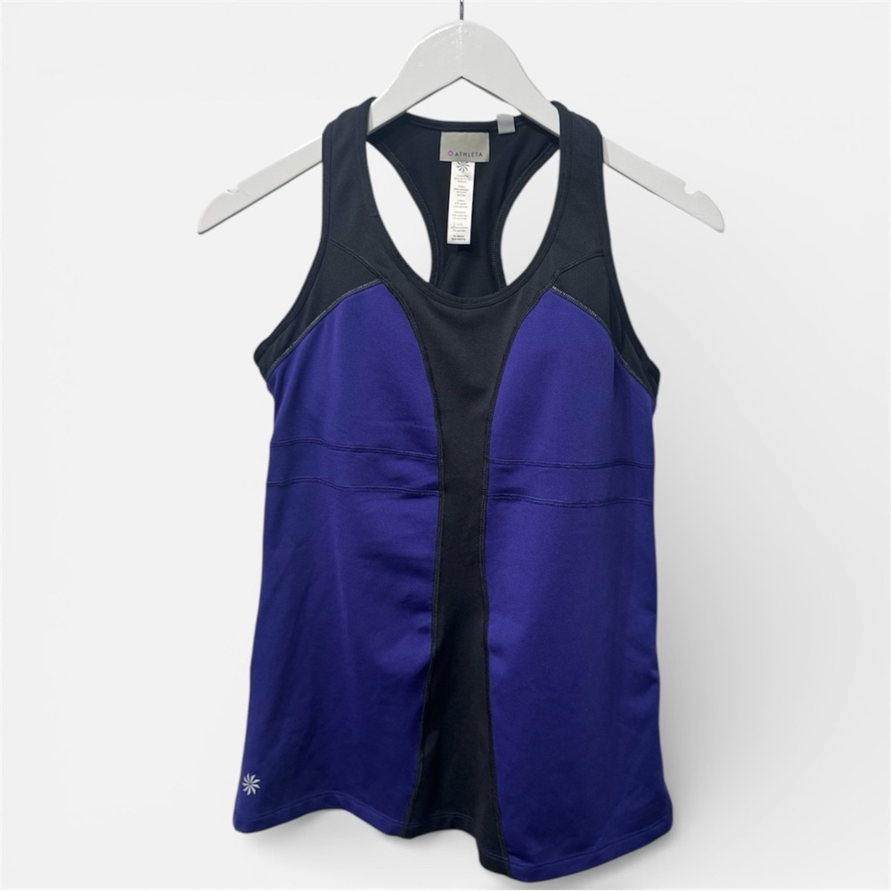 Athleta Womens Shirt Turbocharge Racerback Tank Black Purple Medium